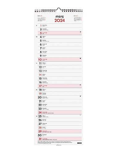 Finocam - Calendario 2024 Neutro de Pared para Escribir Enero 2024 - Diciembre 2024 (12 meses) Catalán