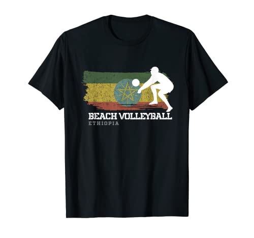 Playa Voleibol Etiopía Bandera Amor Voleibol Jugador Camiseta