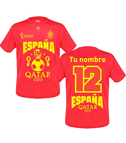 Camiseta de fútbol Personalizada · España · Mundial 2022 · Deporte · Poliéster 120grs (4-5 Años)