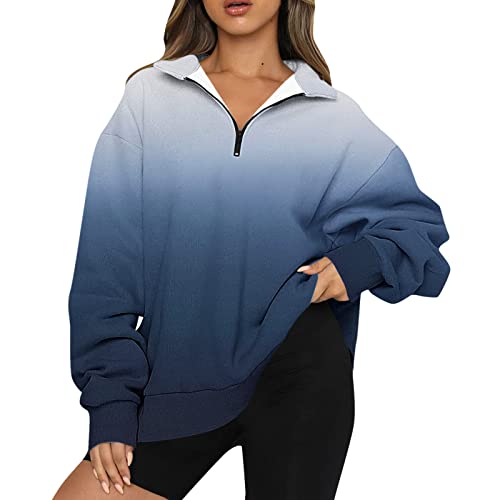 Standard Crew Jersey de chándal para mujer suéter suéter barato moda descontratado suéter caliente otoño invierno chaqueta top Sportfloche blusa top blusa casual grande, azul marino, M