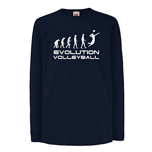lepni.me Camiseta para Niños La Historia y la evolución del Juego de Voleibol (12-13 años Azul Blanco)