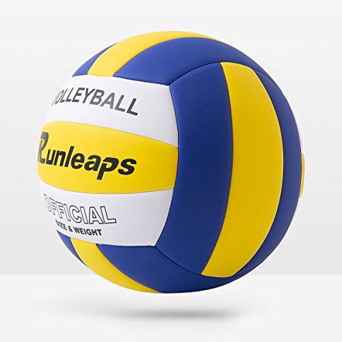Runleaps Pelota de voleibol de playa, suave al tacto, para entrenamiento de voleibol, para jugar en la playa al aire libre, tamaño 5