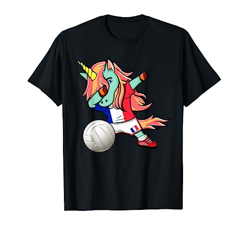 Dabbing Unicornio Voleibol de Francia Bandera Francesa Sport Camiseta