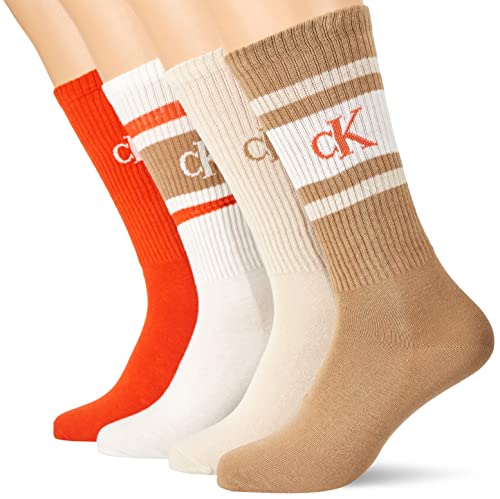 Calvin Klein Socks CKJ Men Sock 4P Sport Logo Tin GIFTBOX Calcetines DE Equipo, Camel Combo, One Size de los Hombres