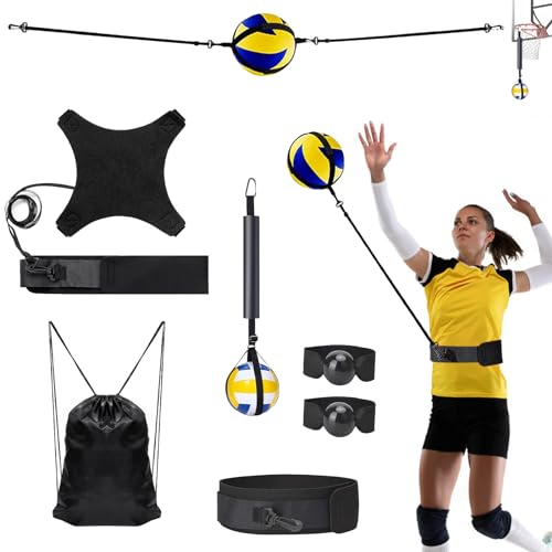 CISSIYOG Equipo de Entrenamiento de Voleibol, Sistema de Entrenamiento de Punta/Servicio/Golpe/Balanceo de Brazo, Accesorios de Voleibol/Fútbol Ajustable para Principiantes(Sin Pelota)