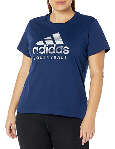 adidas Camiseta con logo gráfico de voleibol para mujer - IWT89, Camiseta con logo de voleibol, L, Equipo Azul Marino