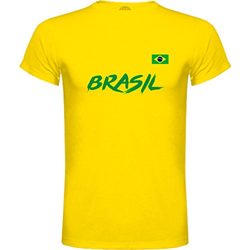 LolaPix Camiseta seleccion de Futbol Personalizada con Nombre y número. Camiseta de algodón para Hombre de Manga Corta. Elige tu seleccion. Brasil