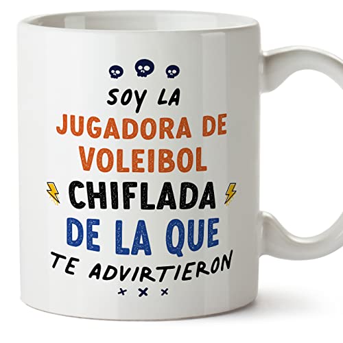MUGFFINS Tazas para JUGADORA DE VOLEIBOL mujer - En Español - Todos te advirtieron - 11 oz / 330 ml - Regalo original y divertido