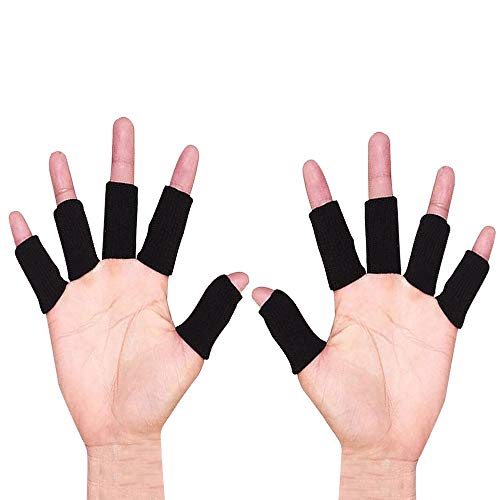 Protector elástico para Dedos, Protector de Dedos, Protector Elástico Vendas Bandas Finger Guard para Baloncesto Voleibol Bádminton (black)