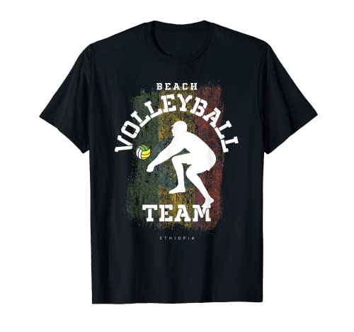 Playa Voleibol Etiopía Bandera Amor Voleibol Jugador Camiseta