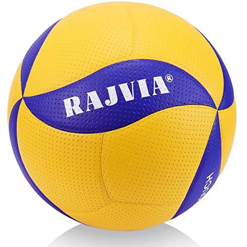 Rajvia Pelota de Voleibol, Balon de Voleibol, Pelota Voleibol Playa, Pelota Voley Tacto Suave Oficial Talla 5 para Interior y Exterior (Amarillo)