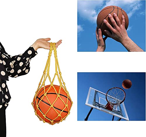 MOTHAF Paquete de 2 bolsas de red de dragón de fútbol para baloncesto, voleibol de playa, zapatillas de deporte, verduras, diferentes bolas, etc., red portátil, negro/amarillo